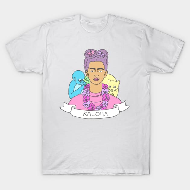 Frida kahlo artist feminist hawaiian kawaii pastel print T-Shirt by bigkidult